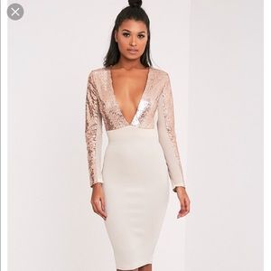 PrettyLittleThing Rose Gold Sequin Bodysuit